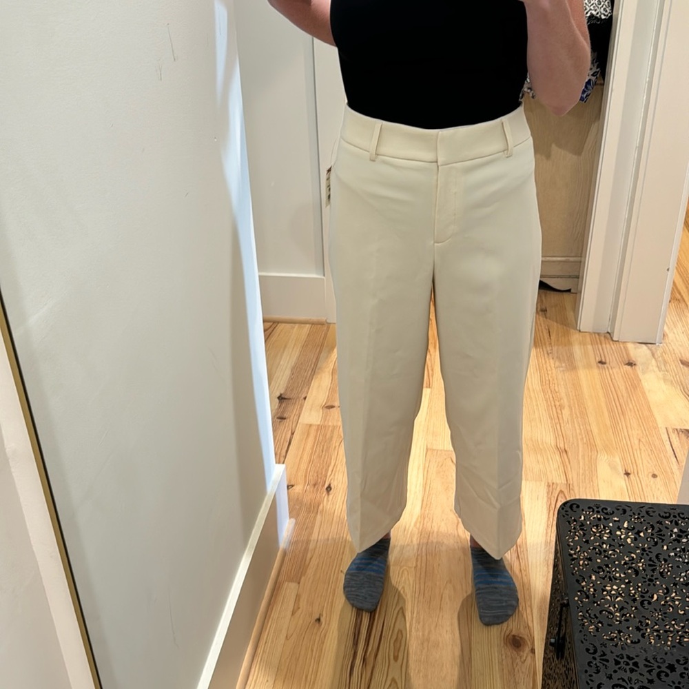 Cream High Rise Crop Pant